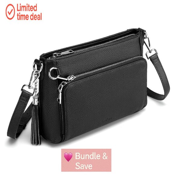 Genuine Leather Crossbody Bag with Anti-Theft RFID Wallet Purse